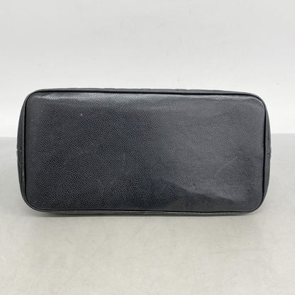 Chanel Tote Bag Reproduction Tote Caviar Skin Black Gold Hardware Women's