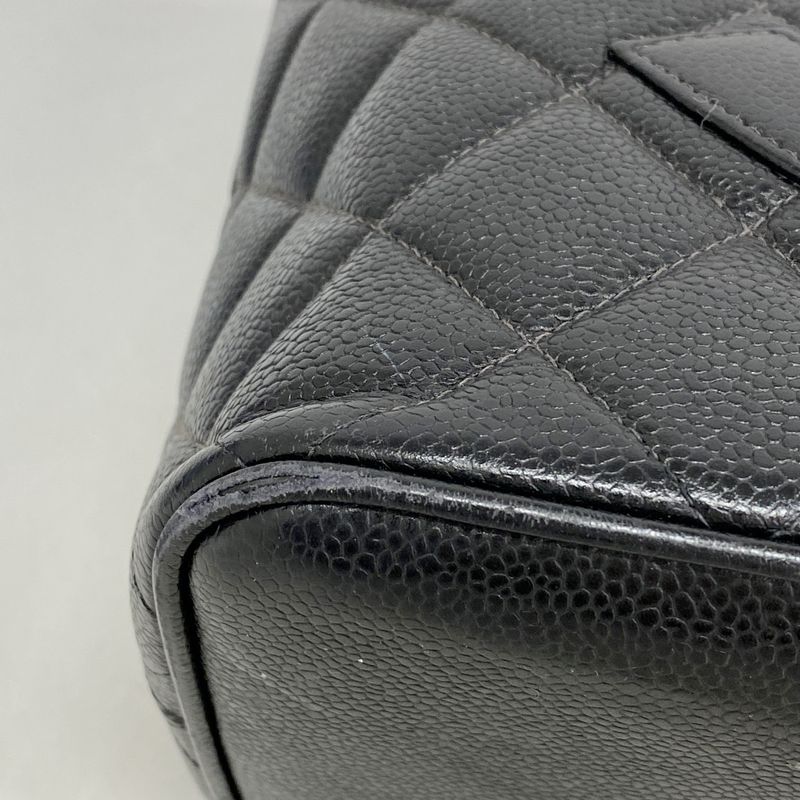 Chanel Tote Bag Reproduction Tote Caviar Skin Black Gold Hardware Women's