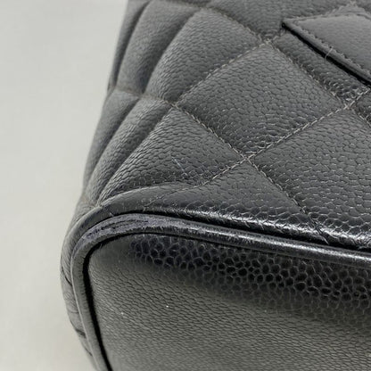 Chanel Tote Bag Reproduction Tote Caviar Skin Black Gold Hardware Women's