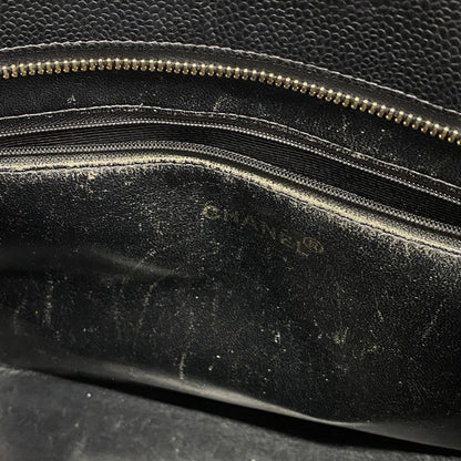Chanel Tote Bag Reproduction Tote Caviar Skin Black Gold Hardware Women's