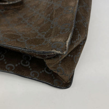 Gucci Tote Bag 002 1052 Suede Brown Silver Hardware Ladies