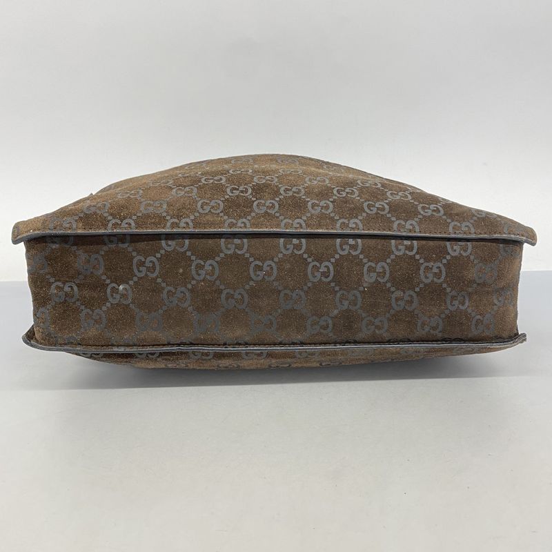 Gucci Tote Bag 002 1052 Suede Brown Silver Hardware Ladies
