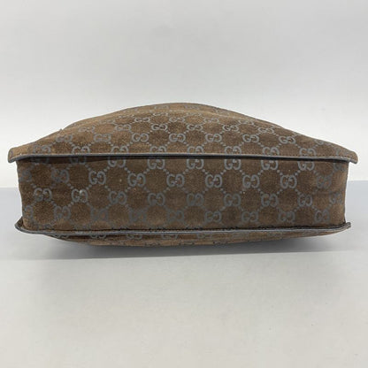Gucci Tote Bag 002 1052 Suede Brown Silver Hardware Ladies