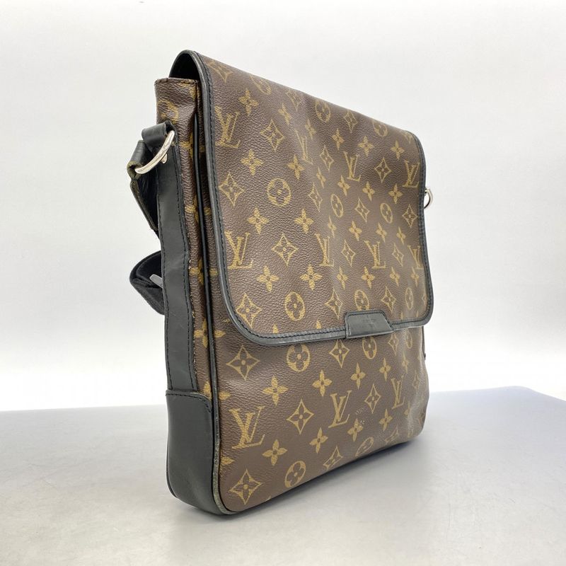 Louis Vuitton Shoulder Bag Monogram Macassar Bass MM M56715 Brown Black Men's