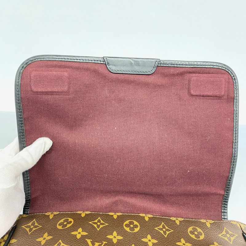 Louis Vuitton Shoulder Bag Monogram Macassar Bass MM M56715 Brown Black Men's
