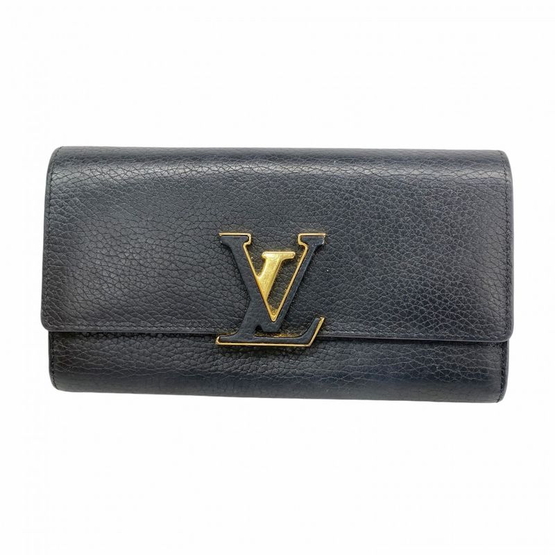 Louis Vuitton Long Wallet Portefeuille Capucines M61248 Noir Black Women's