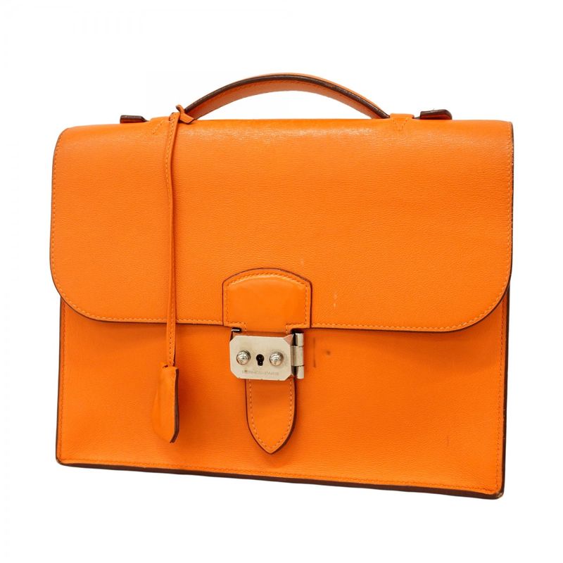 Hermes Business Bag Sac a Depeches 27 Swift Orange Silver Hardware K Engraved