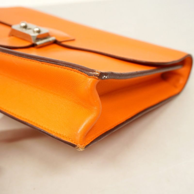 Hermes Business Bag Sac a Depeches 27 Swift Orange Silver Hardware K Engraved