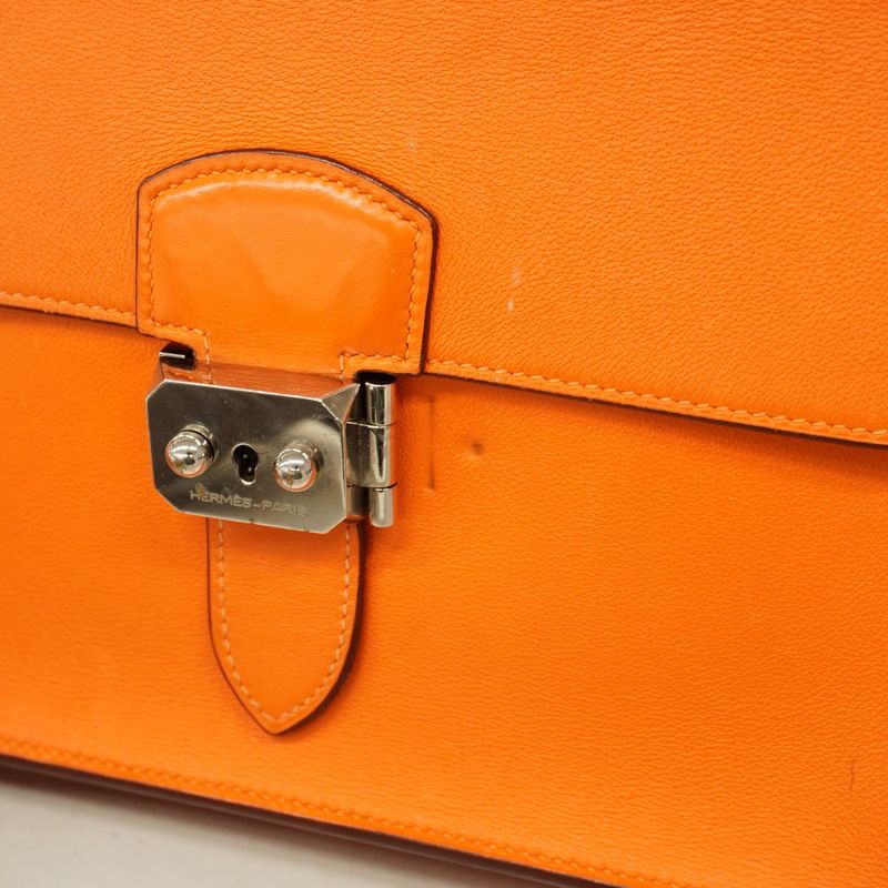 Hermes Business Bag Sac a Depeches 27 Swift Orange Silver Hardware K Engraved