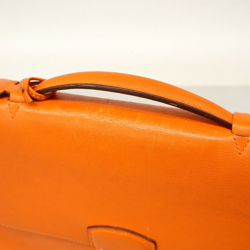 Hermes Business Bag Sac a Depeches 27 Swift Orange Silver Hardware K Engraved