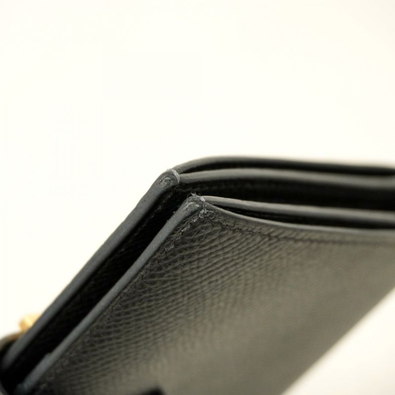 Hermes Wallet Bearn Compact Vaux Epson Black Gold Hardware Z Engraved Ladies