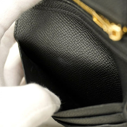 Hermes Wallet Bearn Compact Vaux Epson Black Gold Hardware Z Engraved Ladies