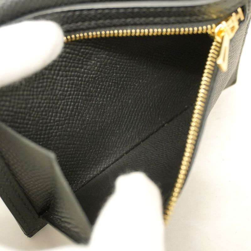 Hermes Wallet Bearn Compact Vaux Epson Black Gold Hardware Z Engraved Ladies