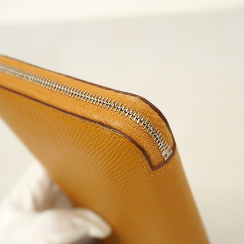 Hermes Long Wallet Azap Long Silk-in Vaux Epson Sesame Silver Hardware B