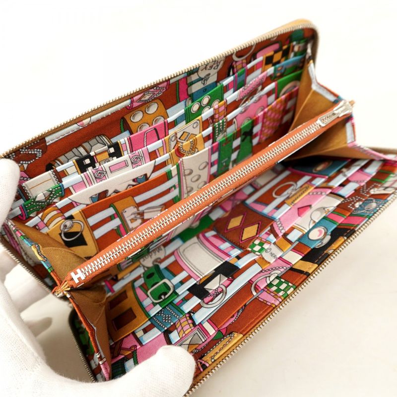 Hermes Long Wallet Azap Long Silk-in Vaux Epson Sesame Silver Hardware B