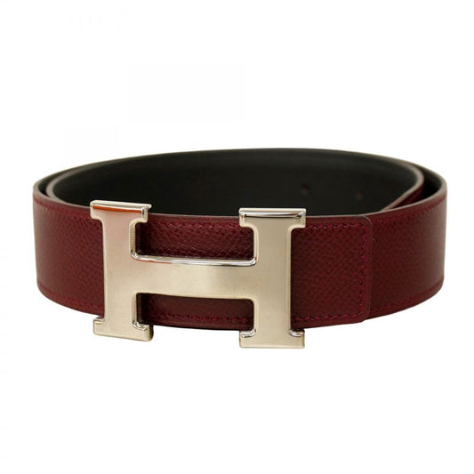 Hermes Belt Constance Belt Courchevel Togo Rouge Ash Black Silver Hardware F