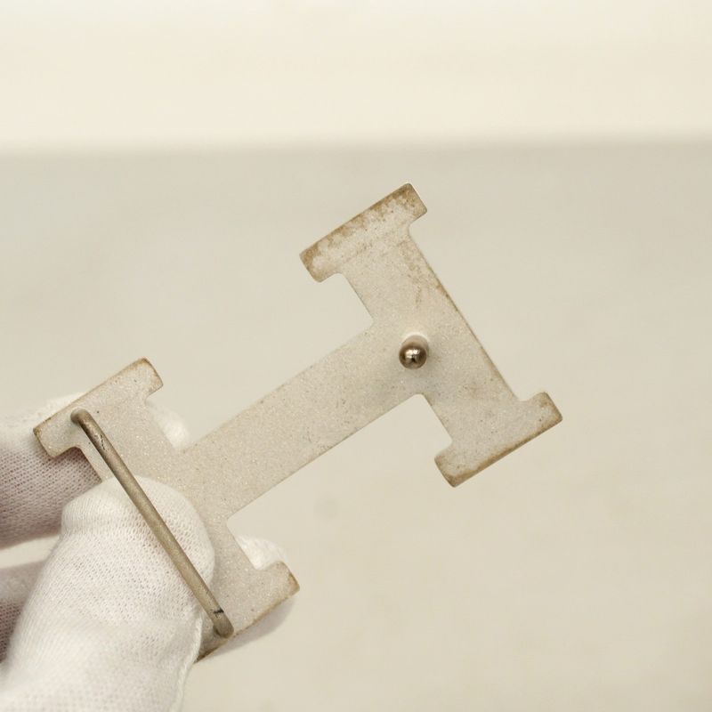 Hermes Belt Constance Belt Courchevel Togo Rouge Ash Black Silver Hardware F