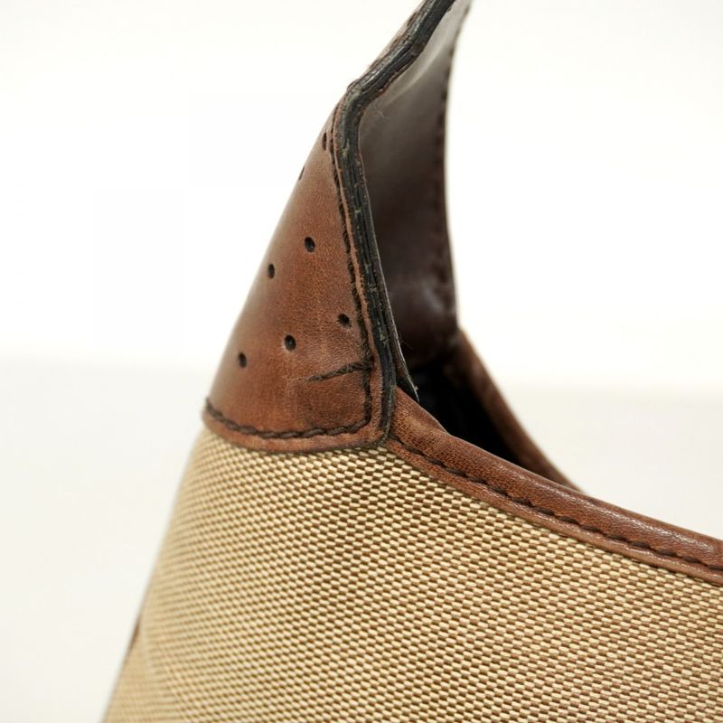 Gucci Shoulder Bag Sherry Line Jackie 00963 Canvas Beige Brown Silver Hardware