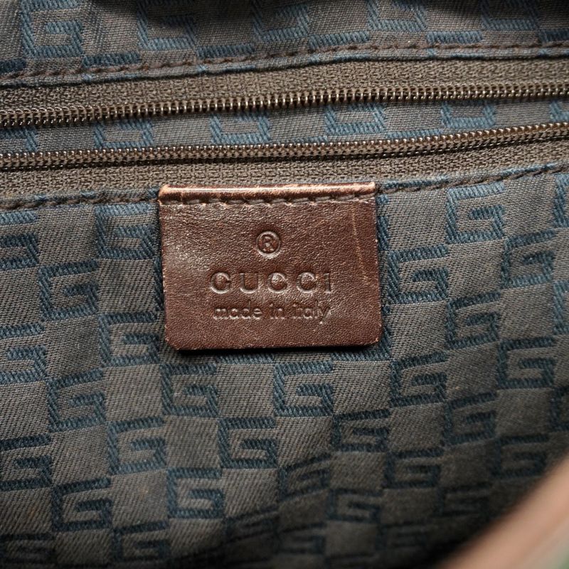 Gucci Shoulder Bag Sherry Line Jackie 00963 Canvas Beige Brown Silver Hardware