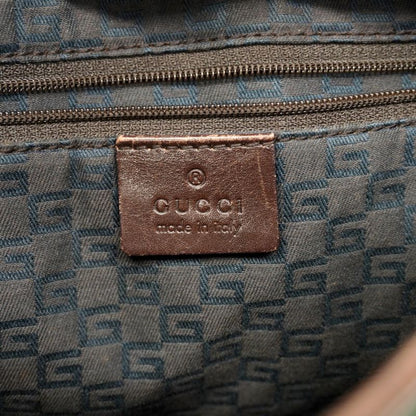 Gucci Shoulder Bag Sherry Line Jackie 00963 Canvas Beige Brown Silver Hardware