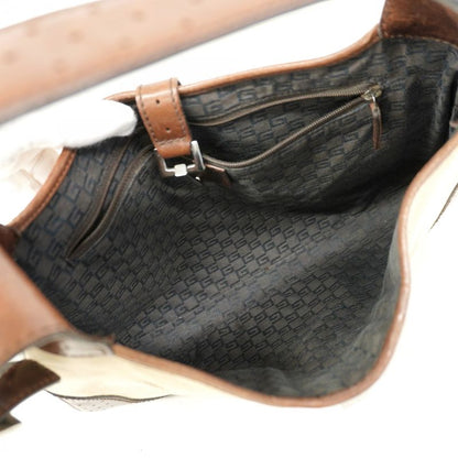 Gucci Shoulder Bag Sherry Line Jackie 00963 Canvas Beige Brown Silver Hardware