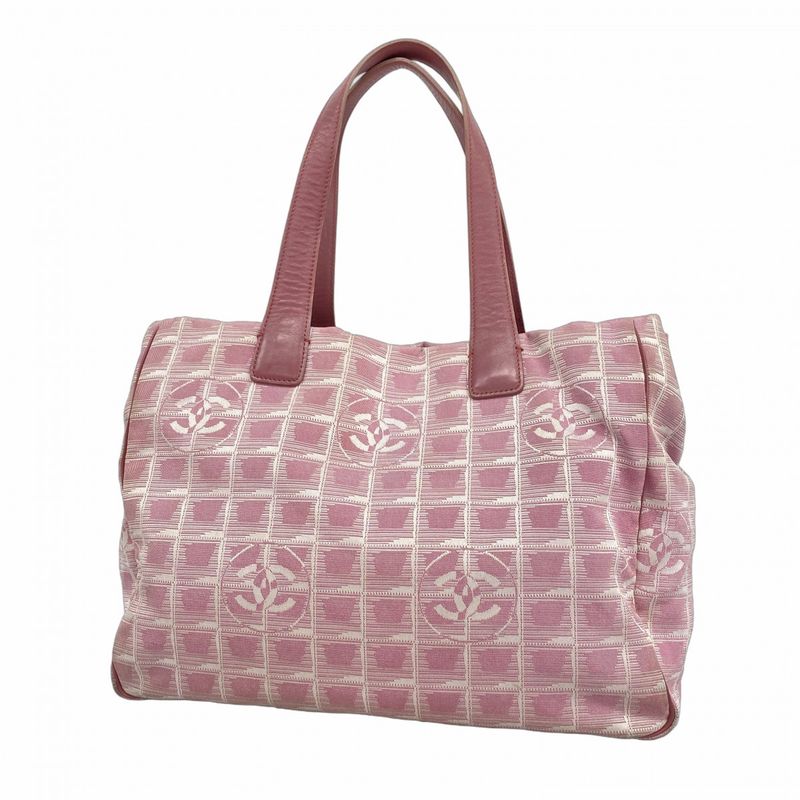 Chanel Tote Bag New Travel Nylon Pink Silver Hardware Women's