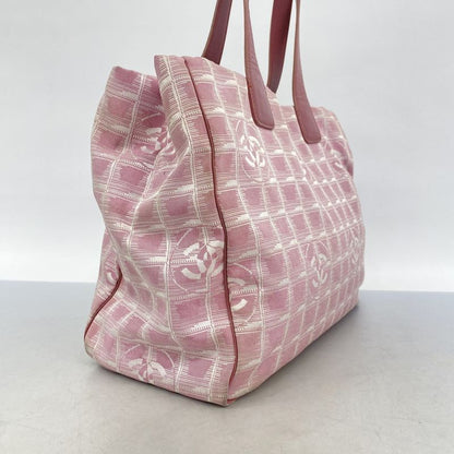 Chanel Tote Bag New Travel Nylon Pink Silver Hardware Women's