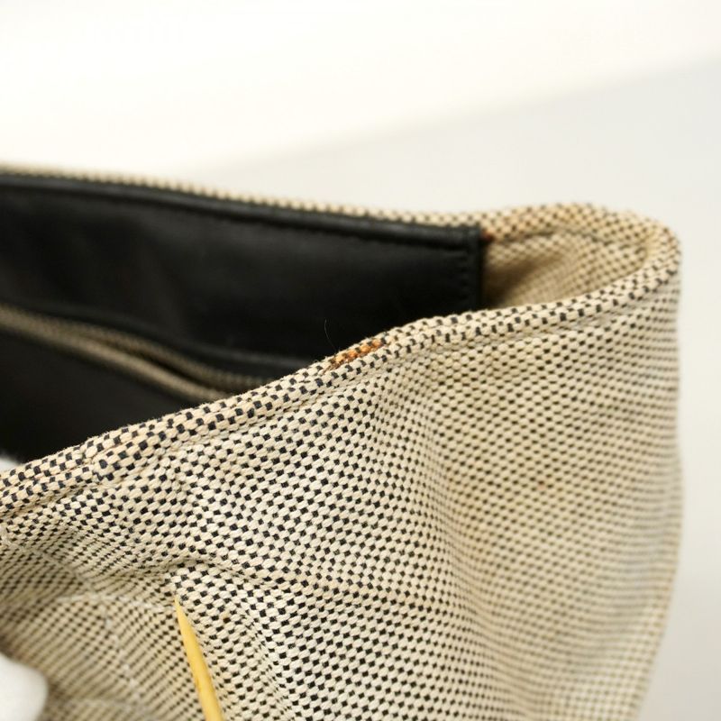 Chanel Tote Bag Camellia Chocolate Bar Canvas Gray Yellow Silver Hardware Ladies