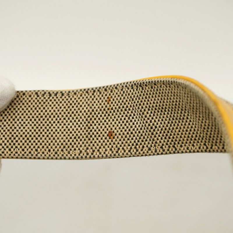 Chanel Tote Bag Camellia Chocolate Bar Canvas Gray Yellow Silver Hardware Ladies