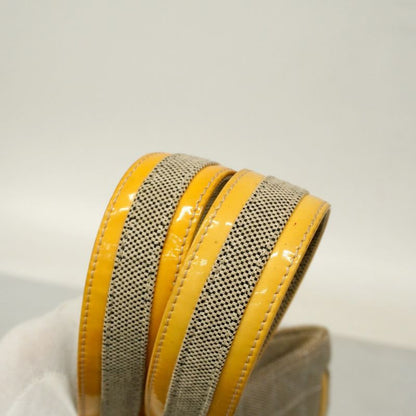 Chanel Tote Bag Camellia Chocolate Bar Canvas Gray Yellow Silver Hardware Ladies