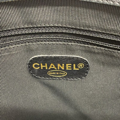 Chanel Shoulder Bag Triple Coco Caviar Skin Black Gold Hardware Women's