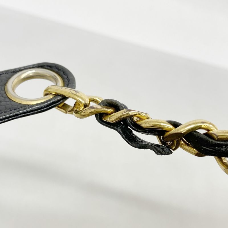 Chanel Shoulder Bag Triple Coco Caviar Skin Black Gold Hardware Women's