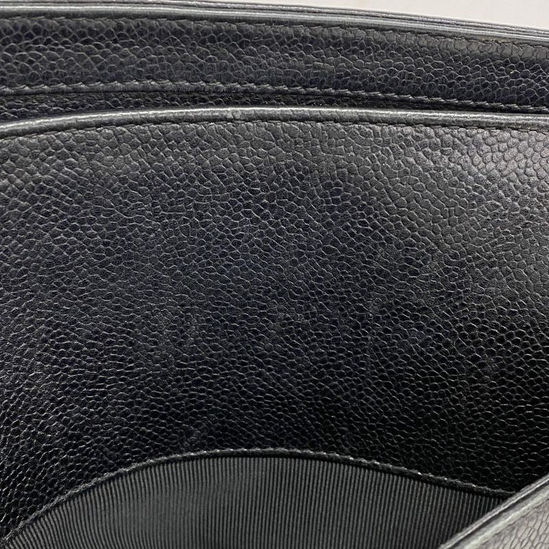 Chanel Shoulder Bag Triple Coco Caviar Skin Black Gold Hardware Women's