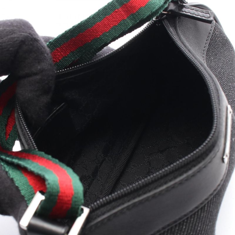 Gucci Handbag Sherry Line 92820 Black Denim Leather Sherry - Pouch Ladies Used a