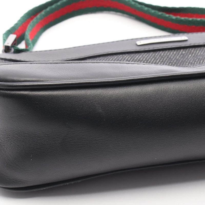 Gucci Handbag Sherry Line 92820 Black Denim Leather Sherry - Pouch Ladies Used a
