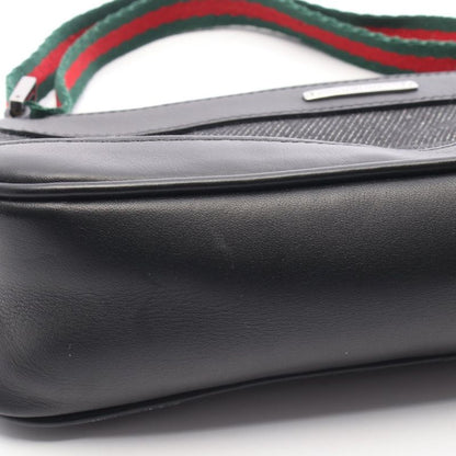 Gucci Handbag Sherry Line 92820 Black Denim Leather Sherry - Pouch Ladies Used a