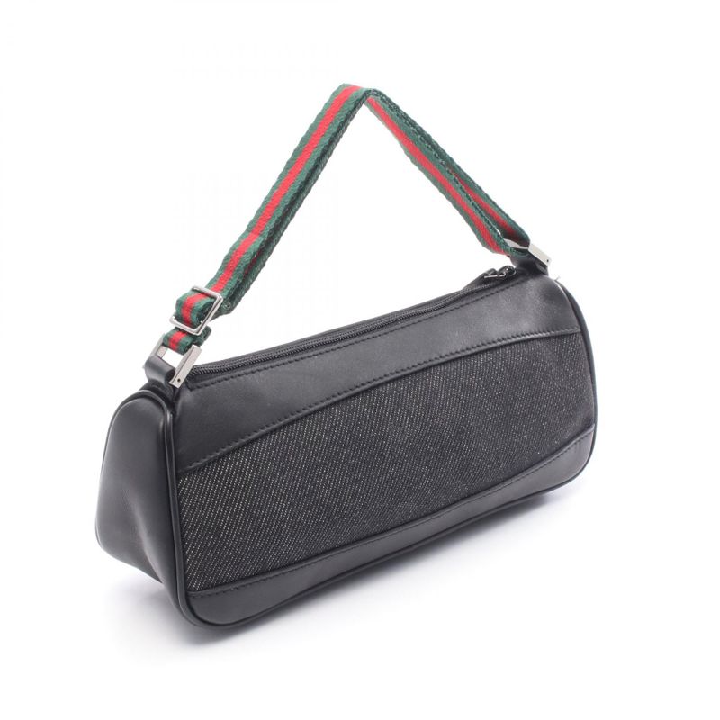 Gucci Handbag Sherry Line 92820 Black Denim Leather Sherry - Pouch Ladies Used a