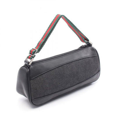 Gucci Handbag Sherry Line 92820 Black Denim Leather Sherry - Pouch Ladies Used a