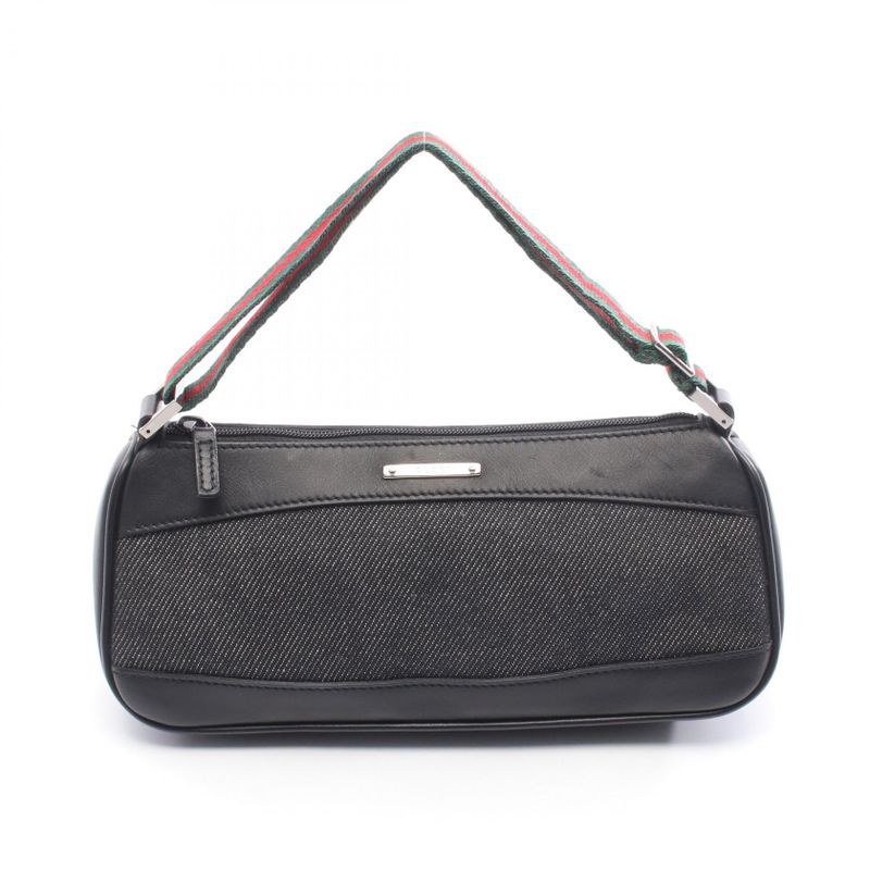 Gucci Handbag Sherry Line 92820 Black Denim Leather Sherry - Pouch Ladies Used a