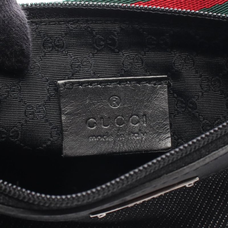 Gucci Handbag Sherry Line 92820 Black Denim Leather Sherry - Pouch Ladies Used a