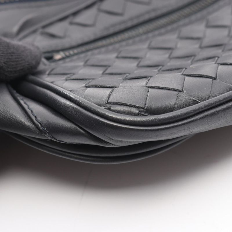 Bottega Veneta Waist Bag Body Bag Intrecciato 222310 Black Leather Intrecciato