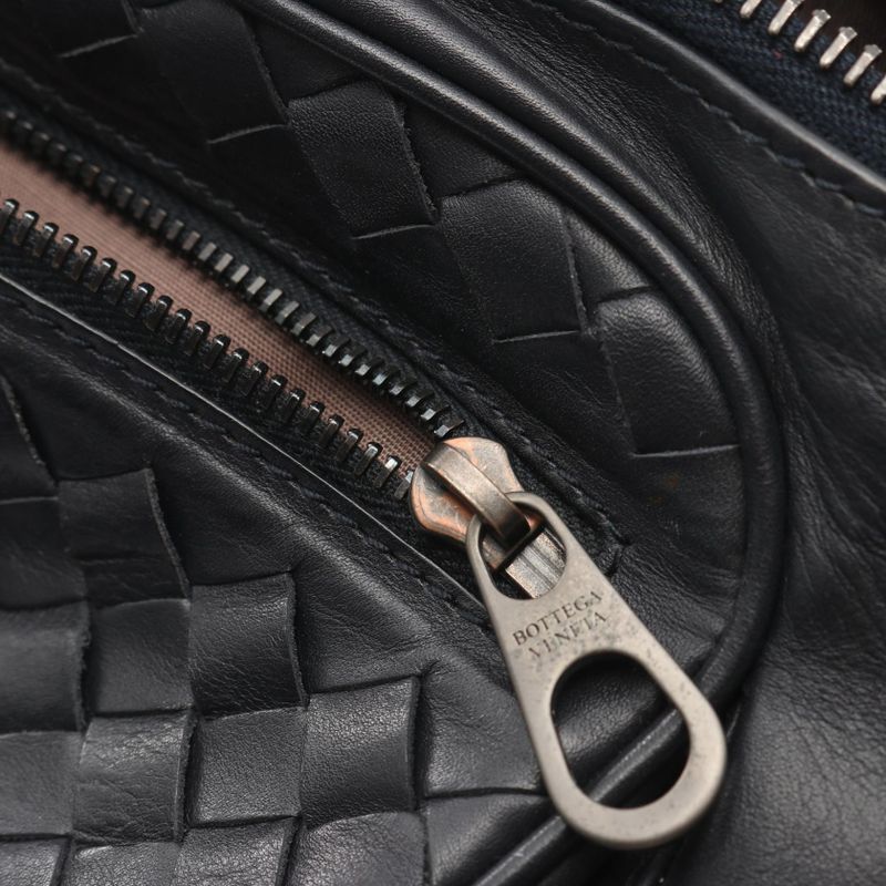 Bottega Veneta Waist Bag Body Bag Intrecciato 222310 Black Leather Intrecciato