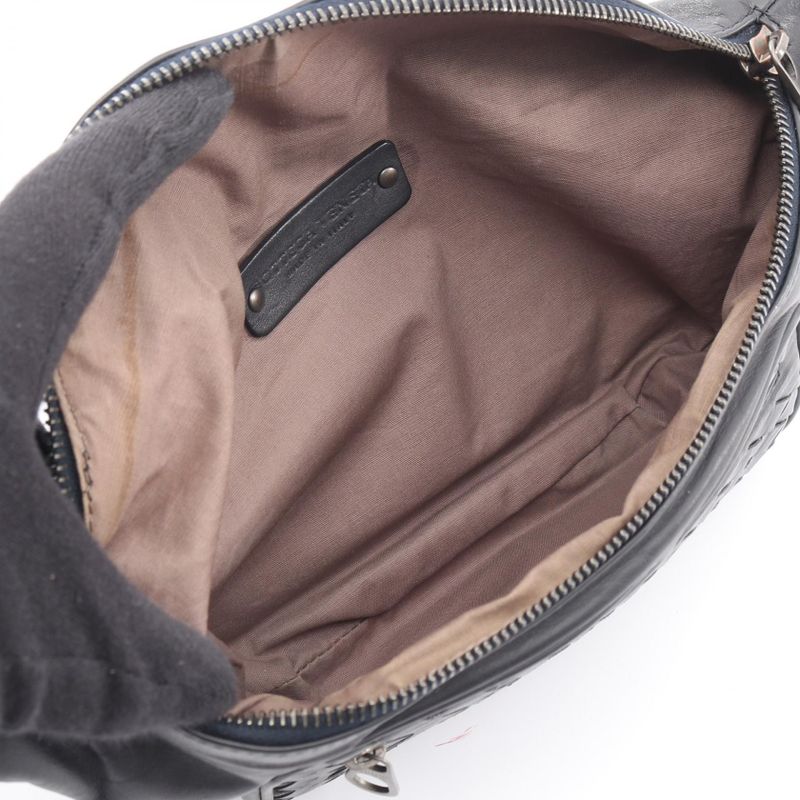 Bottega Veneta Waist Bag Body Bag Intrecciato 222310 Black Leather Intrecciato
