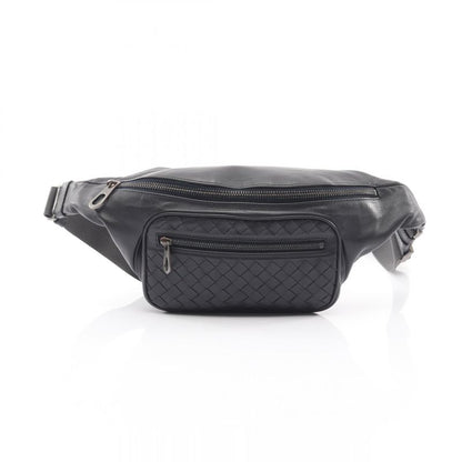 Bottega Veneta Waist Bag Body Bag Intrecciato 222310 Black Leather Intrecciato