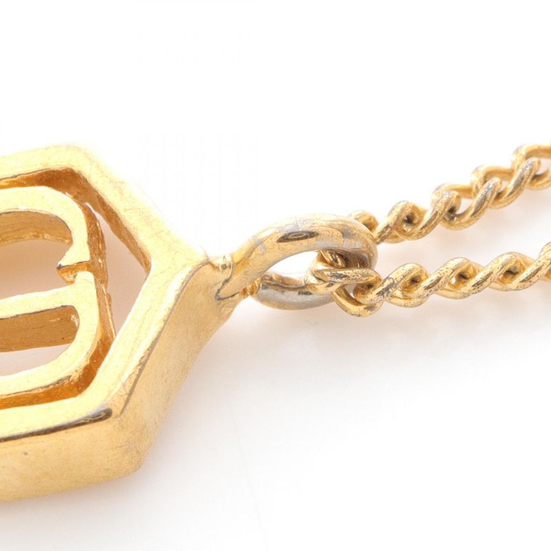 Christian Dior Necklace CD Logo GP (gold Plated) Necklace Women's Used B