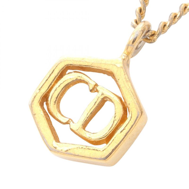 Christian Dior Necklace CD Logo GP (gold Plated) Necklace Women's Used B