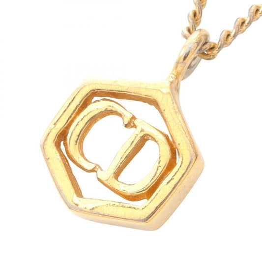 Christian Dior Necklace CD Logo GP (gold Plated) Necklace Women's Used B