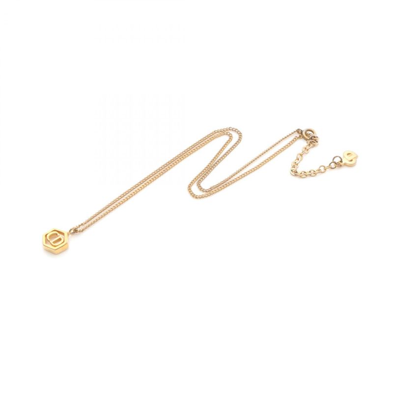 Christian Dior Necklace CD Logo GP (gold Plated) Necklace Women's Used B