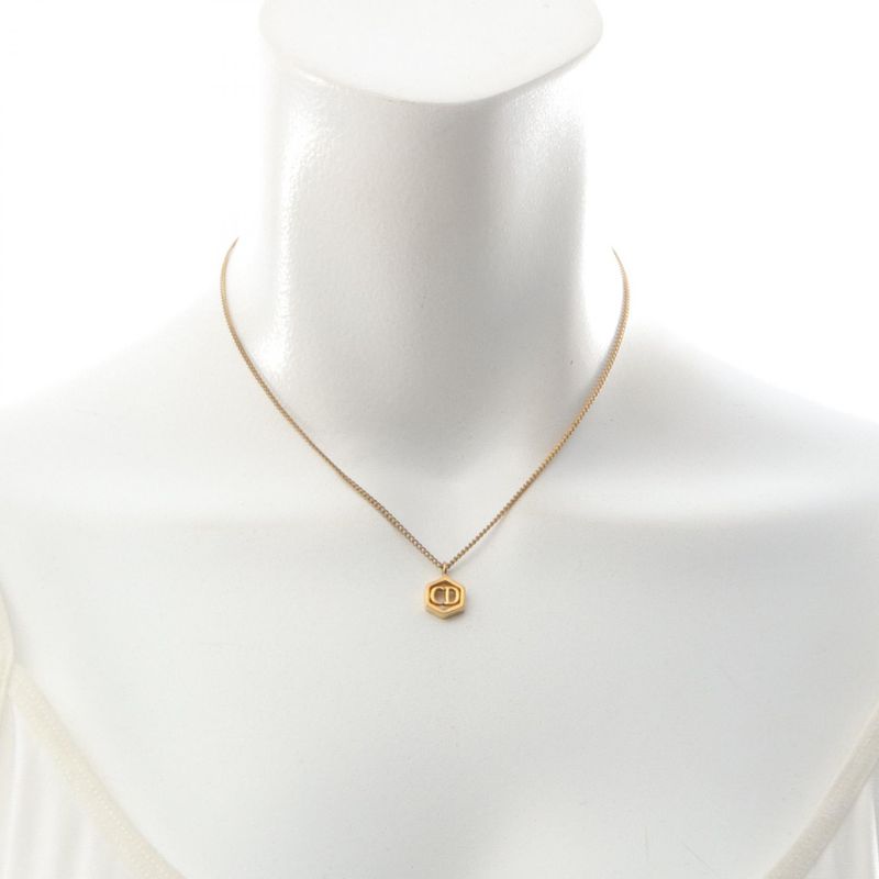 Christian Dior Necklace CD Logo GP (gold Plated) Necklace Women's Used B