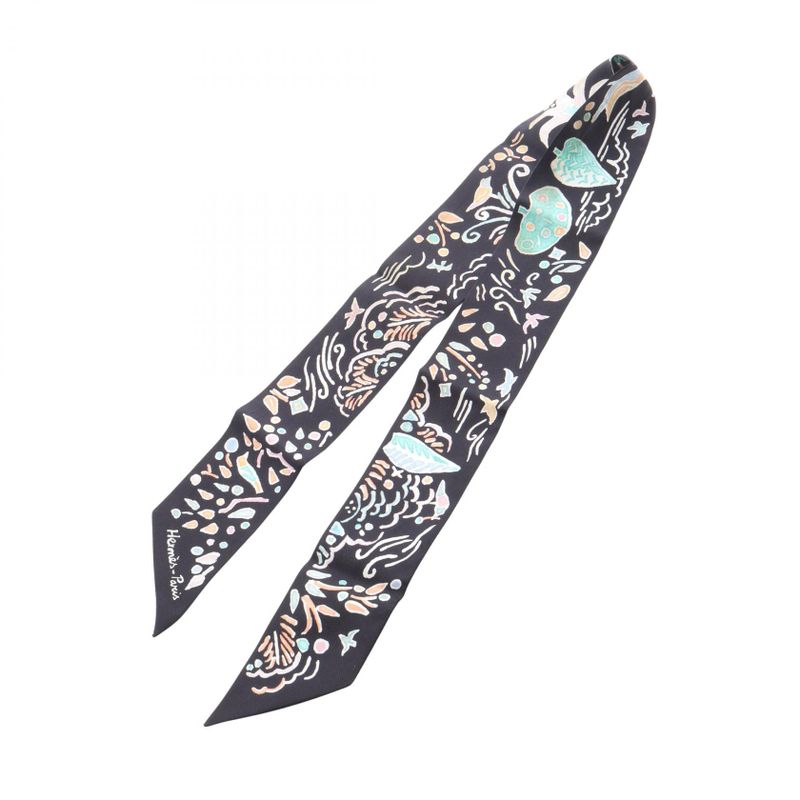 Hermes Scarf Twilly Isola Di Primavera Silk Scarf Women's Used B